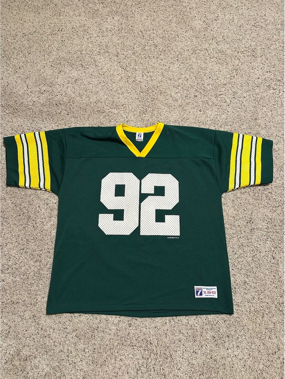 Vintage 1993 Green Bay Packers #92 Reggie White NFL Jersey Logo 7 Size XL